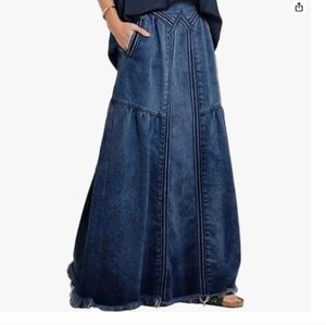 Denim Maxi Skirt - Dark Blue